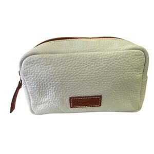 Dooney & Bourke Off White Pebbled Leather Travel Cosmetic Pouch
